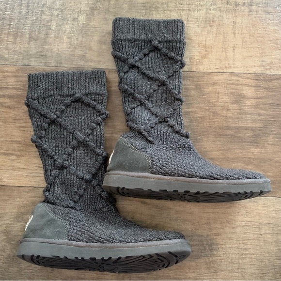 UGG Australia argyle lattice knit gray boots - Picture 2 of 11